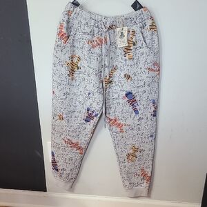 Easel LA Gray Joggers with Colorful Sock Monkey/Bunny Print Size Medium